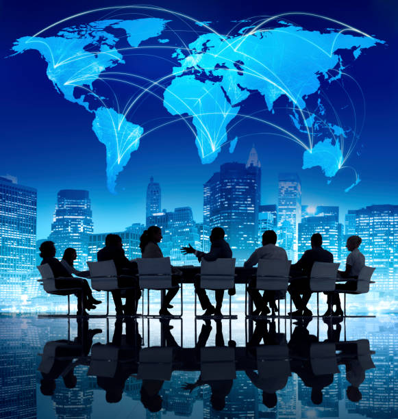 Global business meeting graphic with a world map for Bianca Carranza's business development and relationship leadership Global business meeting graphic with a world map for Bianca Carranza's business development and relationship leadership