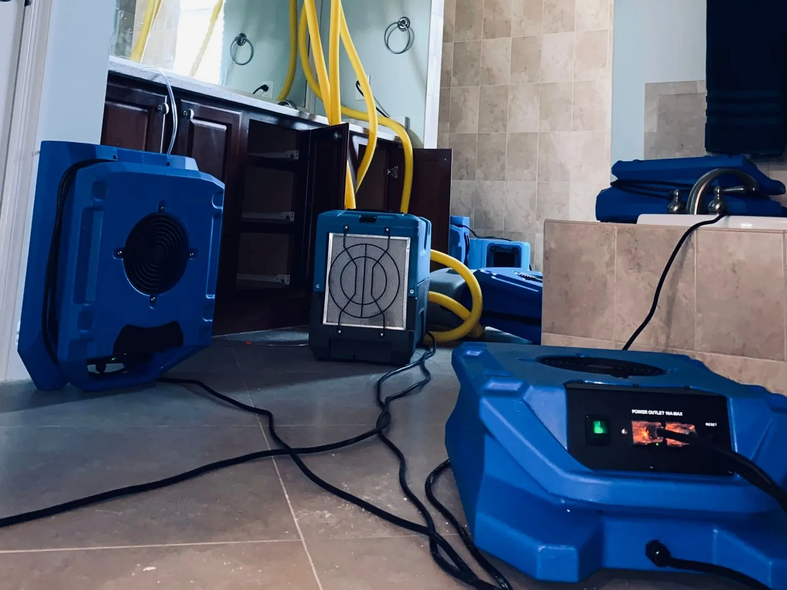 Water extraction and drying equipment during restoration